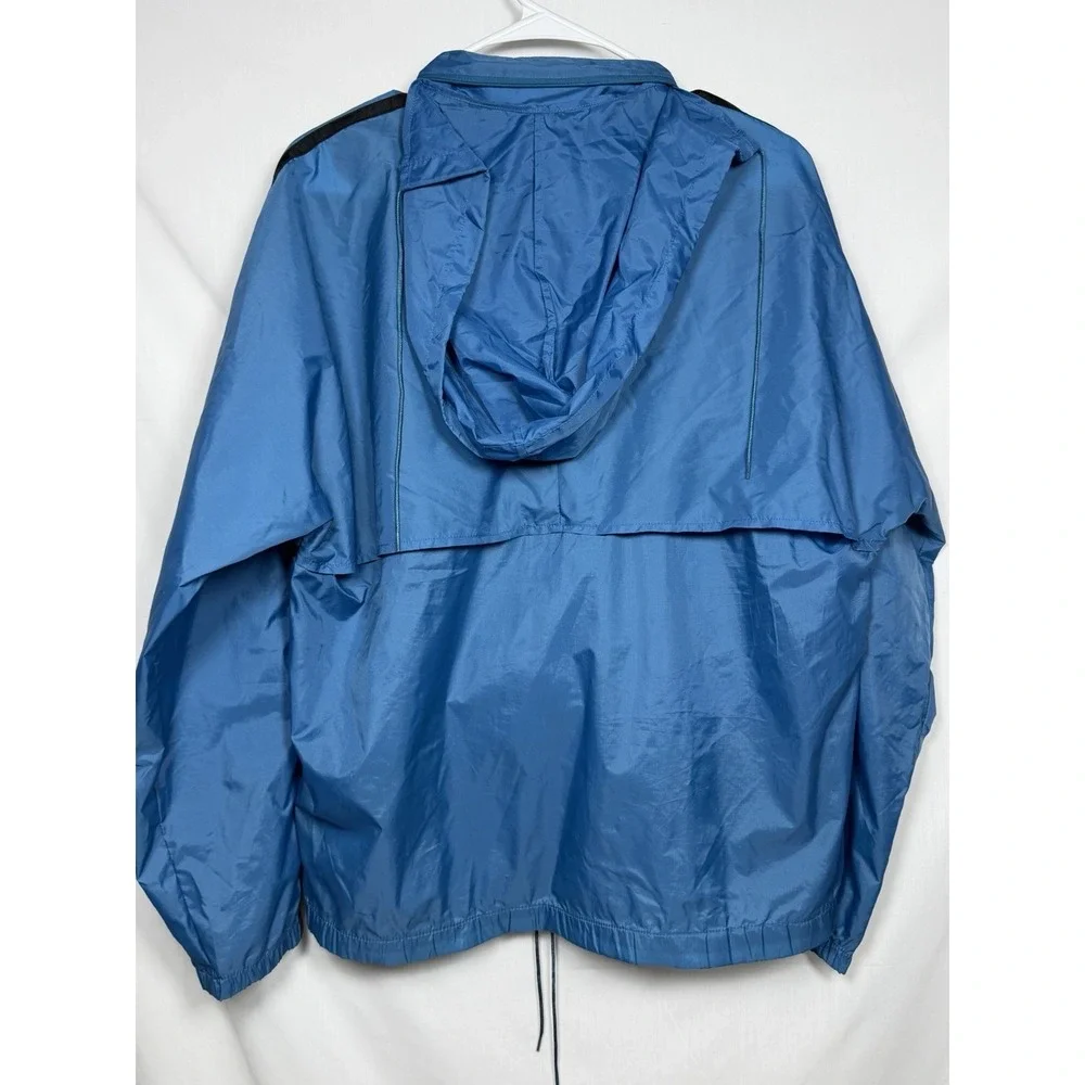 Vintage 80s Adidas Originals Windbreaker Jacket Trefoil M Blue Packable Hooded
